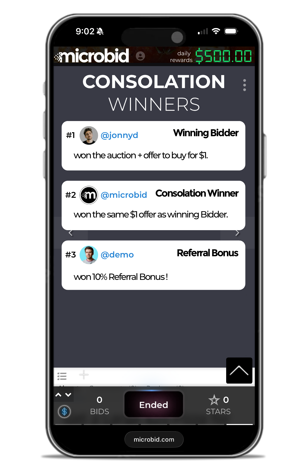 Microbid Consolation Winners